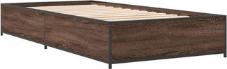 vidaXL Estructura cama madera ingeniería metal marrón roble 90x190 cm vidaXL