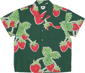 Obey Jumbo Berries Korte Mouw Overhemd - Heren - Korte mouwen Overhemden - Groen - XL - Katoen - Overhemden
