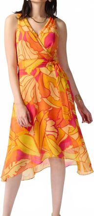 Joseph Ribkoff Tropical Print Fit And Flare Dress In Pink Multi