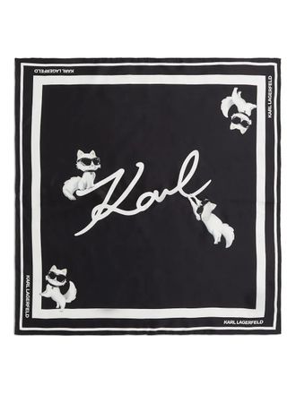 Karl Lagerfeld Ikon Choupette Signature silk scarf - women - Silk - One Size - Black