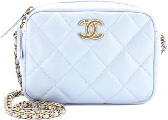Chanel My Perfect Adjustable Chain Camera Bag Quilted Iridescent Caviar Small crossbody bag - Blauw