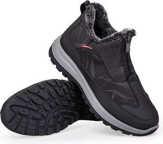 Generic Winter Boots for Women UK Couples Warm Comfortable Slip On Mid Top Boots Thermal Insulated Fleece Lined Casual Winter Boot for Men and Women Waterproo