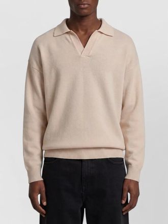 Roberto Collina merino wool ribbed long-sleeve polo shirt