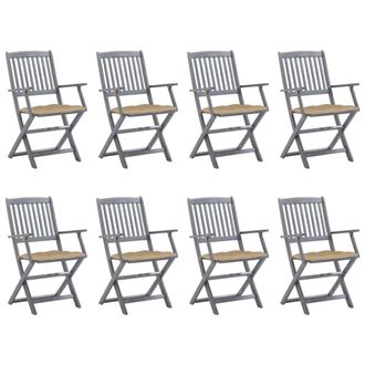 vidaXL Sillas De Jard&iacute;n Plegables 8 Uds Y Cojines Madera Maciza Acacia Vidaxl