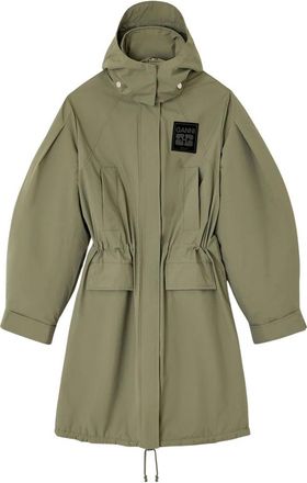 Ganni Parkas, female, Green, M, Green Ripstop Parka Coat Outerwear