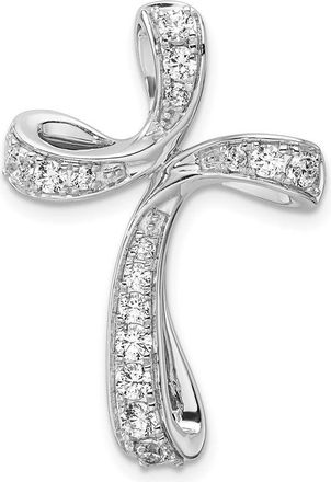 Diamond2Deal 14K White Gold Lab Grown Diamond Cross Chain Slide Pendant (0.58ct, VS, G-H)