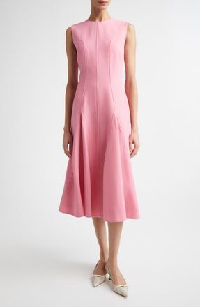 Emilia Wickstead Benicia Wool Crepe Midi Dress in Pink Sorbet at Nordstrom, Size 12 Us