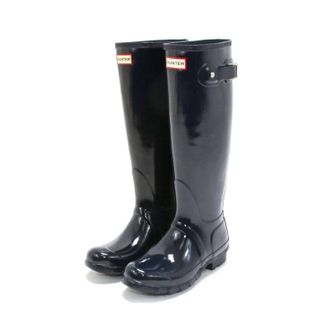 Hunter Womens Original Tall Gloss Rain Boot In Navy