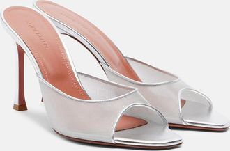 Amina Muaddi Alexa leather-trimmed mesh mules
