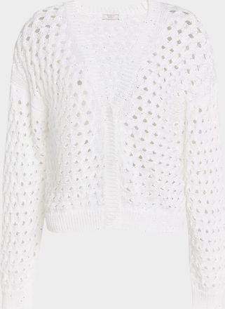 PESERICO Open-Knit Sequin Cardigan