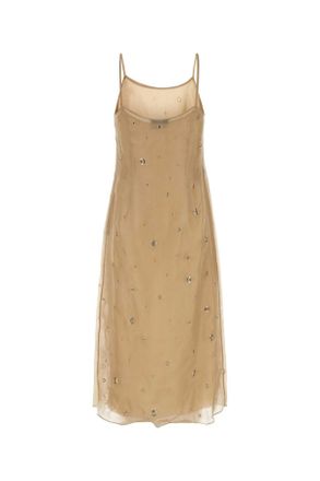 Prada Womens Beige Organza Dress Corda Se-Ottone Abiti