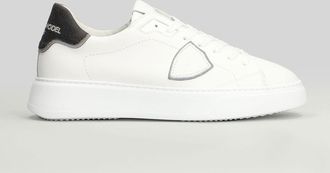 Philippe Model Temp Low Sneakers In White Leather And Fabric