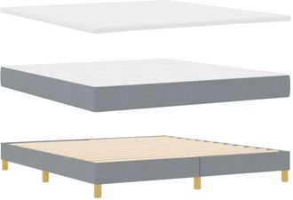 vidaXL Cama Con Somier Y Colch&oacute;n Crema 90x200 Cm Fabric Gris Claro Vidaxl