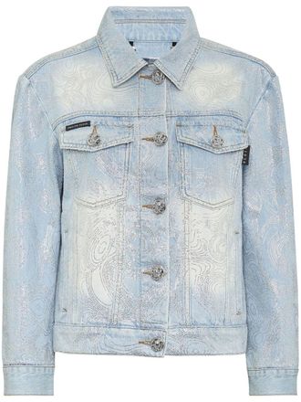 Philipp Plein teddy bear-appliqu&eacute; denim jacket - Blue