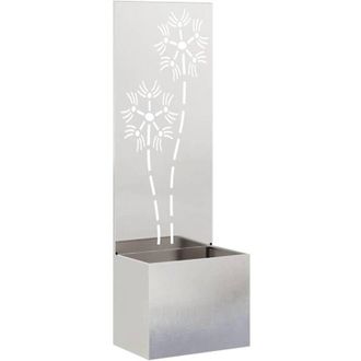 vidaXL Macetero De Jard&iacute;n Con Panel Decorativo Plata 50 X 140 Cm Vidaxl