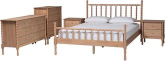 Baxton Studio Laurent Bamboo-Style 5Pc Queen Bedroom Set