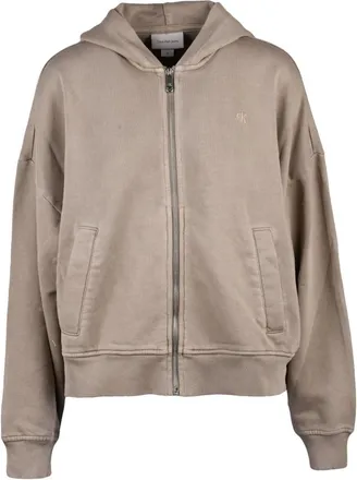 Calvin Klein Jeans Hoodies & sweatvesten, Dames, Beige, L, Katoen, Hooded Sweatshirt