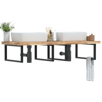 vidaXL Estante De Lavabo De Pared Acero Y Madera Maciza De Acacia Vidaxl