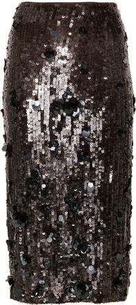 P.A.R.O.S.H. squinned midi skirt - women - Elastane/glass/Polyamide/PVC/Polyamide/Elastane - M - Brown