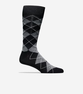 Cole Haan Mens Classic Argyle Crew Socks - Black