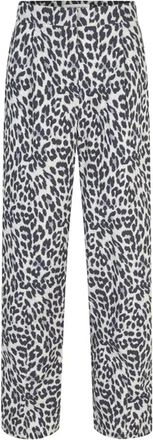 Lollys Laundry Luipaardprint Stijlvolle Broek - Dames - Straight fit broeken - Zwart - M - Broeken