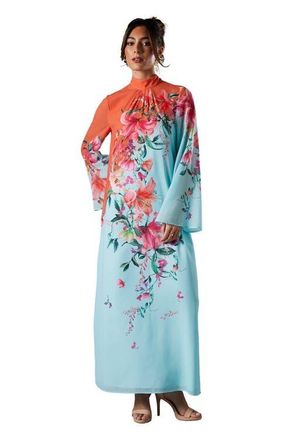 Coast Printed Tie Back Column Maxi Dress in Multi at Nordstrom, Size 4