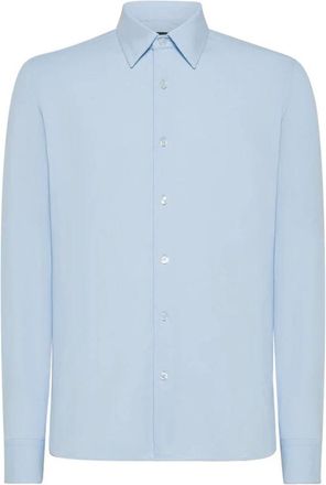 Roberto Ricci Design Geometric Jacquard Oxford Shirt - Heren - Zakelijke Overhemden - Blauw - S - Overhemden
