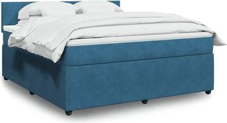 vidaXL Cama Box Spring Con Colch&oacute;n Terciopelo Azul 180x200 Cm Vidaxl