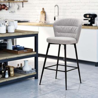Dmora Silla Guadal, Acolchada, Estructura Color Negro, Material Madera Nobilitada, 52x59x108h Cm Gris