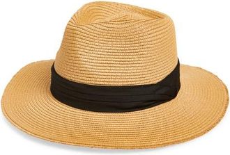 Nordstrom Fray Edge Packable Panama Hat in Dark Natural at Nordstrom