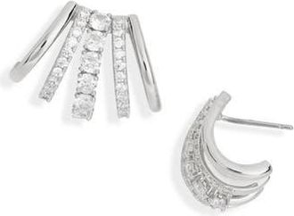 Nadri Cleo Cubic Zirconia Hoop Earrings in Rhodium at Nordstrom Rack