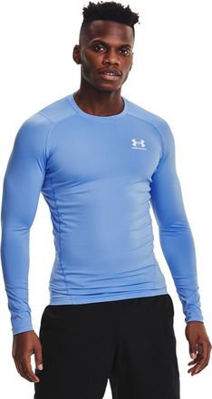 Under Armour Mens HeatGear Compression Long-Sleeve T-Shirt Crew Neck Sweatshirt, Carolina Blue (475)/White, X-Large