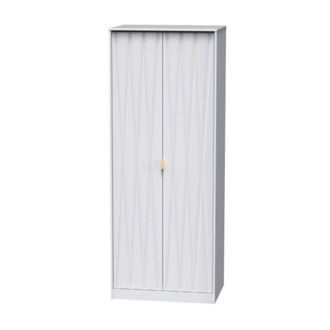 Welcome Furniture Glitz Ready Assembled Wardrobe with 2 Doors - White Matt & White - Welcome Furniture | TJ Hughes