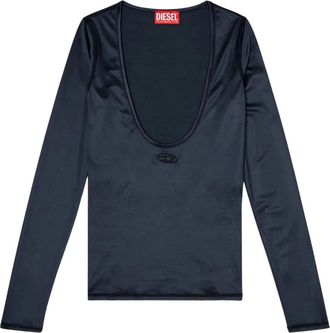 Diesel Delphin Scoop Neck Tee - Dames - Longsleeves - Zwart - M - Tops