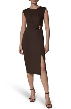 DKNY Twist Clasp Sheath Dress in Espresso at Nordstrom, Size 10
