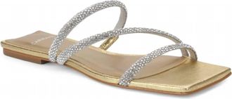 Carrano Womens Sue Dress Flat Sandal In Metallic Leather Gold