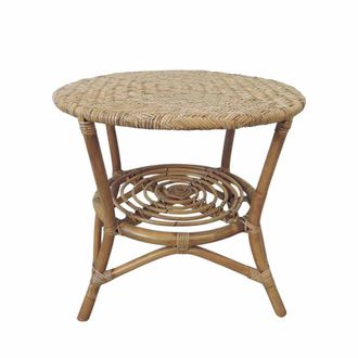 Decoclico Mesa de centro de rat&aacute;n marr&oacute;n claro