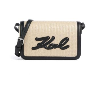 Karl Lagerfeld K/Signature Raffia Crossbody - Dames - Tassen - Beige - Maat: ONE Size