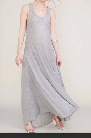 Hatch Gwen Maternity Maxi Dress In White And Charcoal Striped
