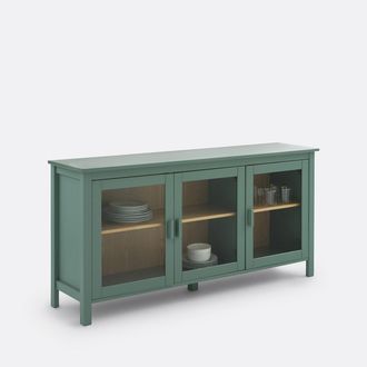 La Redoute Interieurs 3-deurs vitrinekast van grenen en MDF, 160 cm lang, Alvina