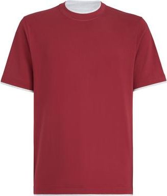 Brunello Cucinelli T-shirt with faux-layering in Cherry at Nordstrom, Size Xxx-Large Eu