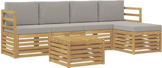 vidaXL Conjunto De Sof&aacute;s De Exterior 6 Uds. Blanco Y Gris Claro Vidaxl