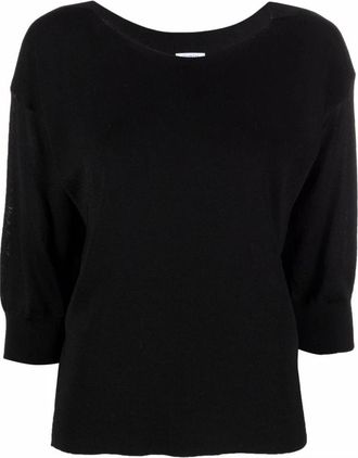 Malo Casual Zwarte Sweater met Viscose Katoen - Dames - Ronde hals truien - Zwart - 2XS - Katoen - Truien & Vesten