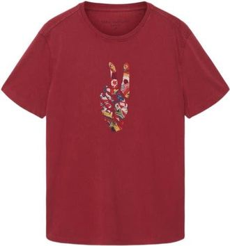 John Varvatos World Flags Peace Organic Cotton Graphic T-Shirt in Cranberry at Nordstrom, Size Xx-Large