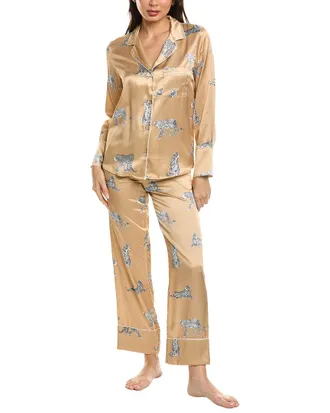 Petite Plume 2Pc Mulberry Silk Panthere Pajama Set