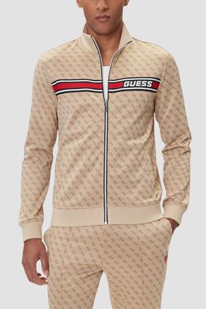 OEM Sudadera Guess Beige Con Cremallera Para Hombre Y Monograma Korbin Xxl