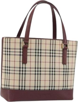 Burberry Pre-owned Canvas Hand Bag - Dames - Vintage Handtas - Beige - ONE Size - Leer - Vintage
