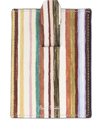 Paul Smith striped leather cardholder - men - Calf Leather - One Size - Neutrals