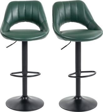 HOMCOM Barstools Set of 2, Dining Stools with Backrest and Footrest