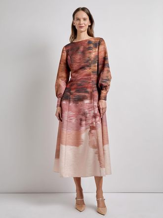 Misook A-Line Abstract Woven Maxi Dress - Modern Fit